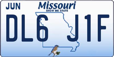 MO license plate DL6J1F