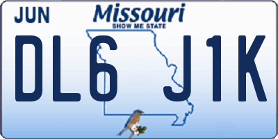 MO license plate DL6J1K