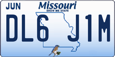 MO license plate DL6J1M