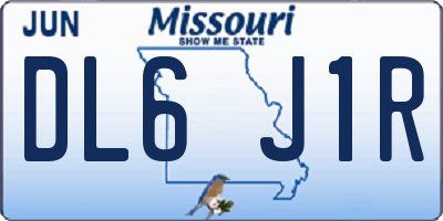 MO license plate DL6J1R