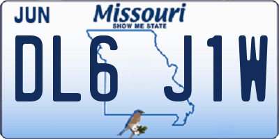 MO license plate DL6J1W