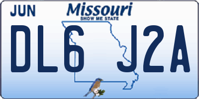 MO license plate DL6J2A
