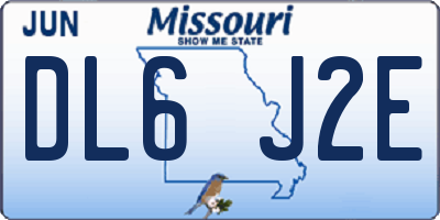 MO license plate DL6J2E