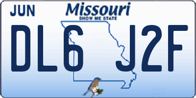 MO license plate DL6J2F