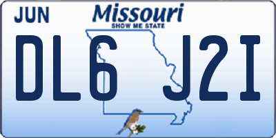MO license plate DL6J2I