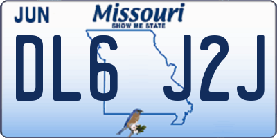 MO license plate DL6J2J