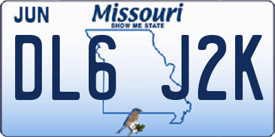 MO license plate DL6J2K