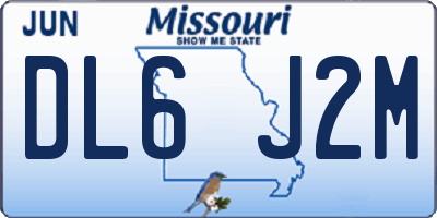 MO license plate DL6J2M