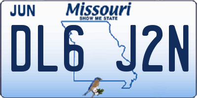 MO license plate DL6J2N