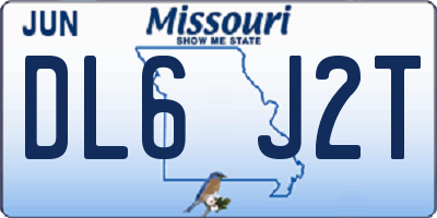 MO license plate DL6J2T