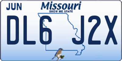 MO license plate DL6J2X