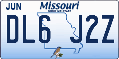 MO license plate DL6J2Z
