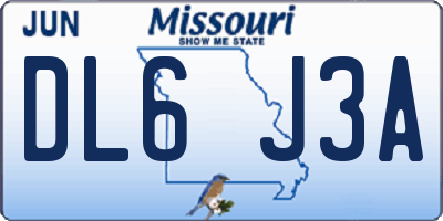 MO license plate DL6J3A
