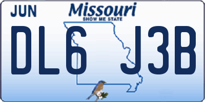 MO license plate DL6J3B
