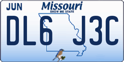 MO license plate DL6J3C
