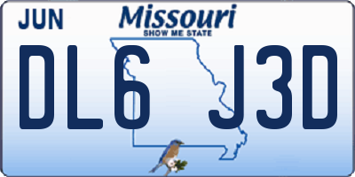 MO license plate DL6J3D
