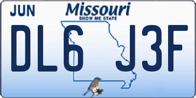 MO license plate DL6J3F