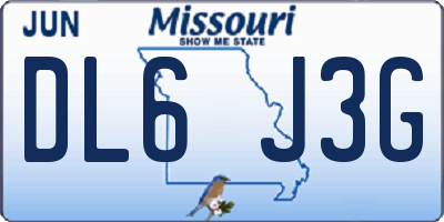 MO license plate DL6J3G