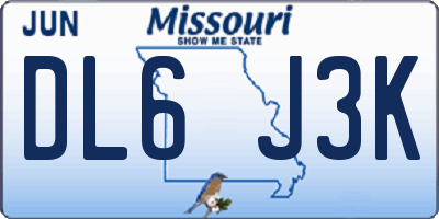 MO license plate DL6J3K