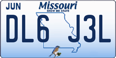MO license plate DL6J3L