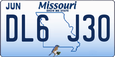 MO license plate DL6J3O