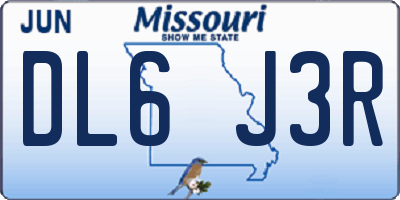 MO license plate DL6J3R