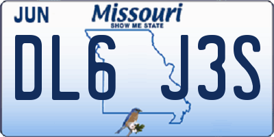 MO license plate DL6J3S