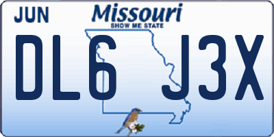 MO license plate DL6J3X