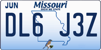 MO license plate DL6J3Z