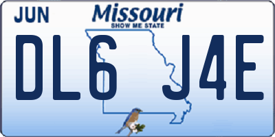 MO license plate DL6J4E
