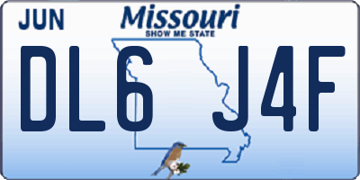 MO license plate DL6J4F