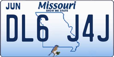 MO license plate DL6J4J