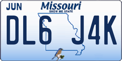 MO license plate DL6J4K