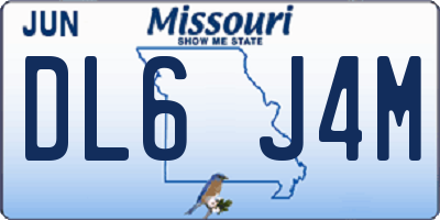 MO license plate DL6J4M