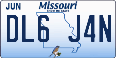 MO license plate DL6J4N
