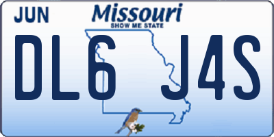 MO license plate DL6J4S