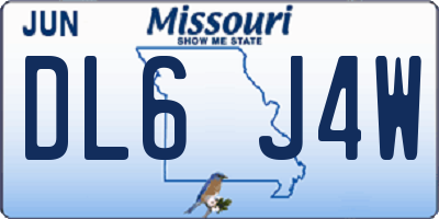MO license plate DL6J4W
