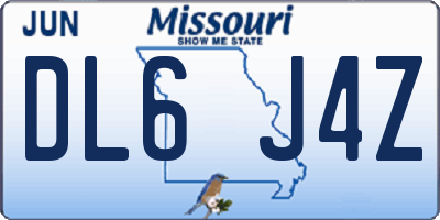 MO license plate DL6J4Z