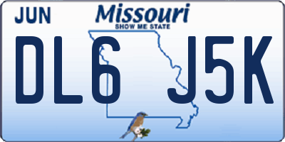 MO license plate DL6J5K