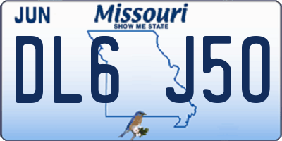 MO license plate DL6J5O