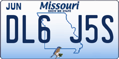 MO license plate DL6J5S