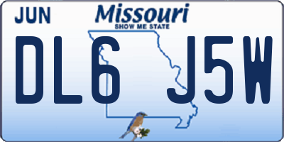 MO license plate DL6J5W