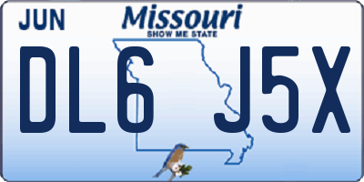 MO license plate DL6J5X