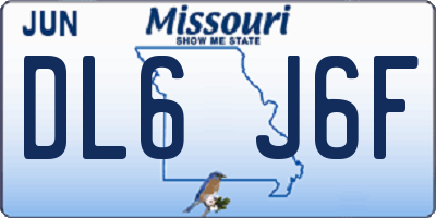 MO license plate DL6J6F