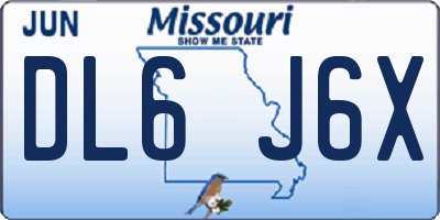 MO license plate DL6J6X