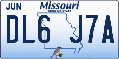 MO license plate DL6J7A