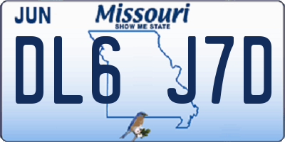 MO license plate DL6J7D