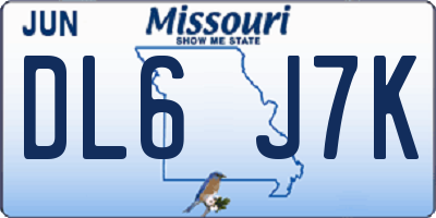 MO license plate DL6J7K