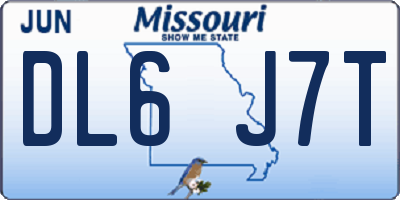 MO license plate DL6J7T