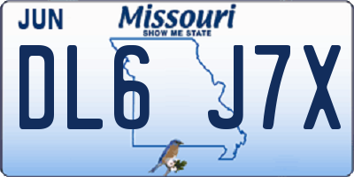 MO license plate DL6J7X